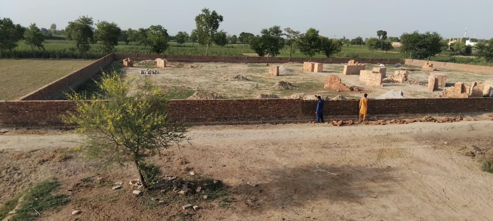 Boundary wall construction at Sindhu Farms